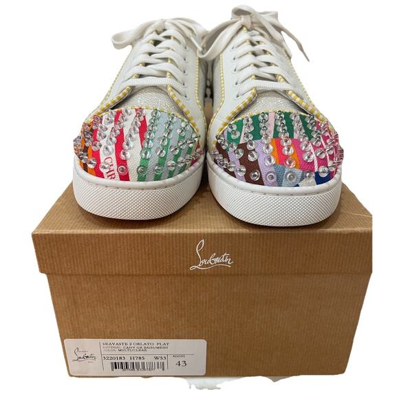 Christian Louboutin Seavaste 2 Orlato White Leather Spiked Sneakers Men’s 43 - Picture 9 of 10